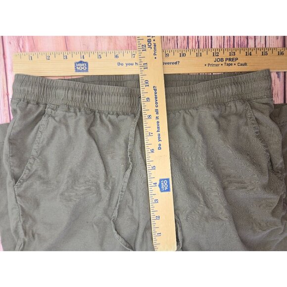 Kut From The Kloth Linen Blend Lounge Capris Size Small Olive Green Relaxed Fit - Picture 6 of 7